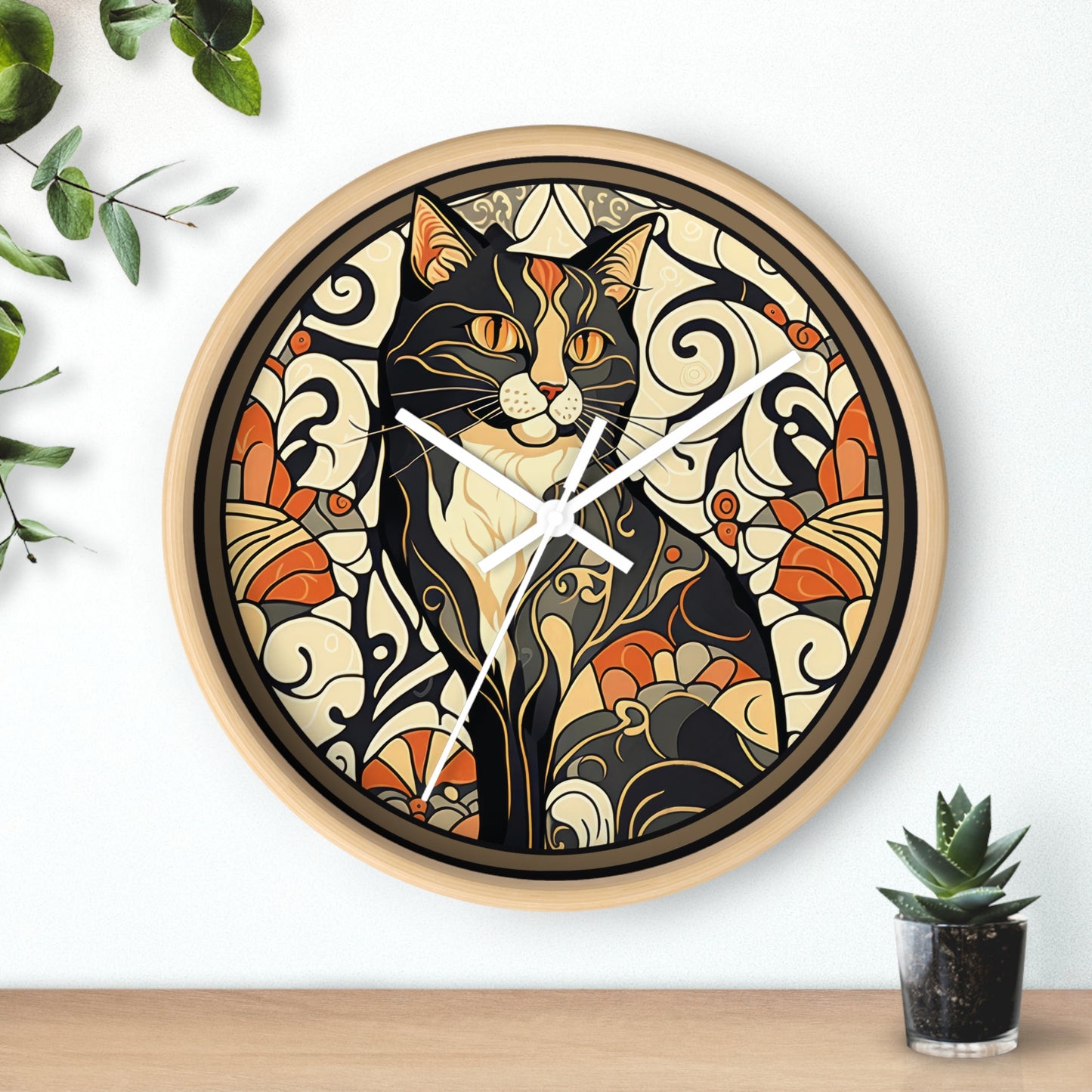 Mosaic Cat Silent Wall Clock