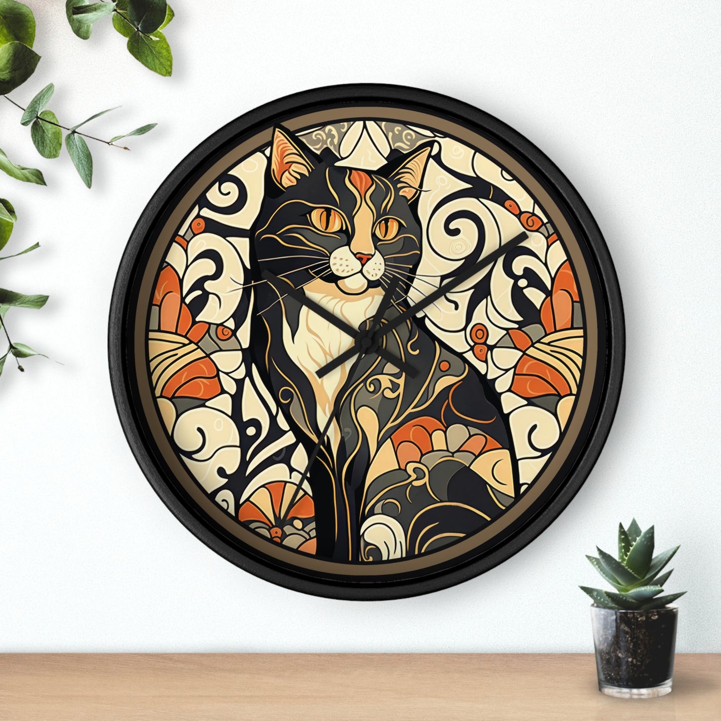 Mosaic Cat Silent Wall Clock