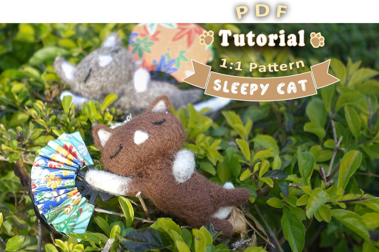PDF - Sleepy Cat Needle Felting Tutorial + Pattern
