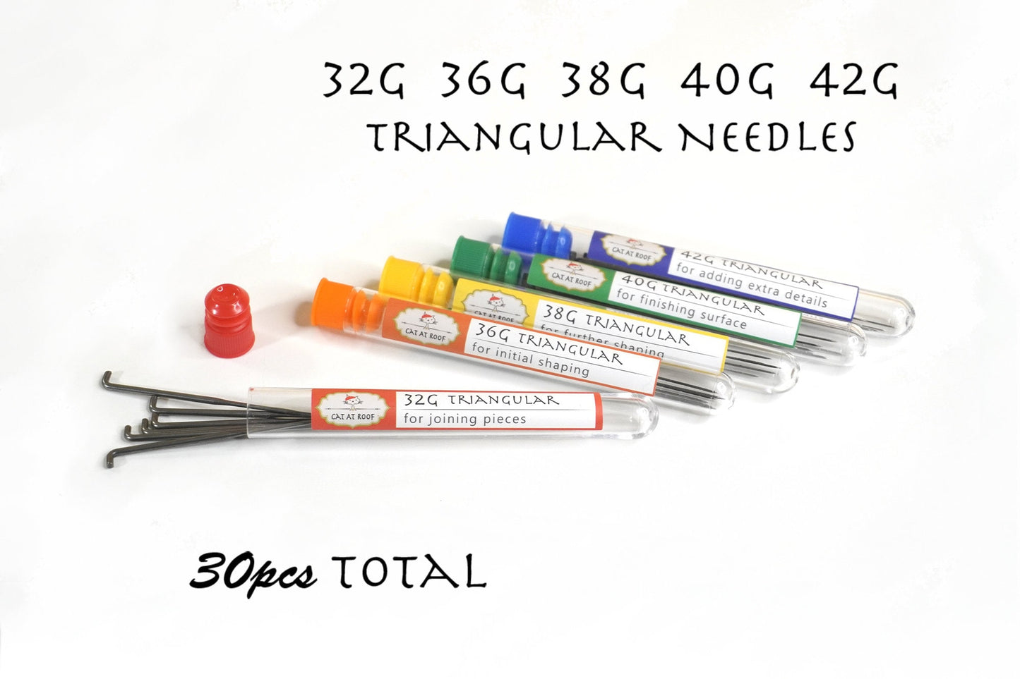 30pcs Triangular Felting Needles Set - 32G, 36G, 38G, 40G, 42G