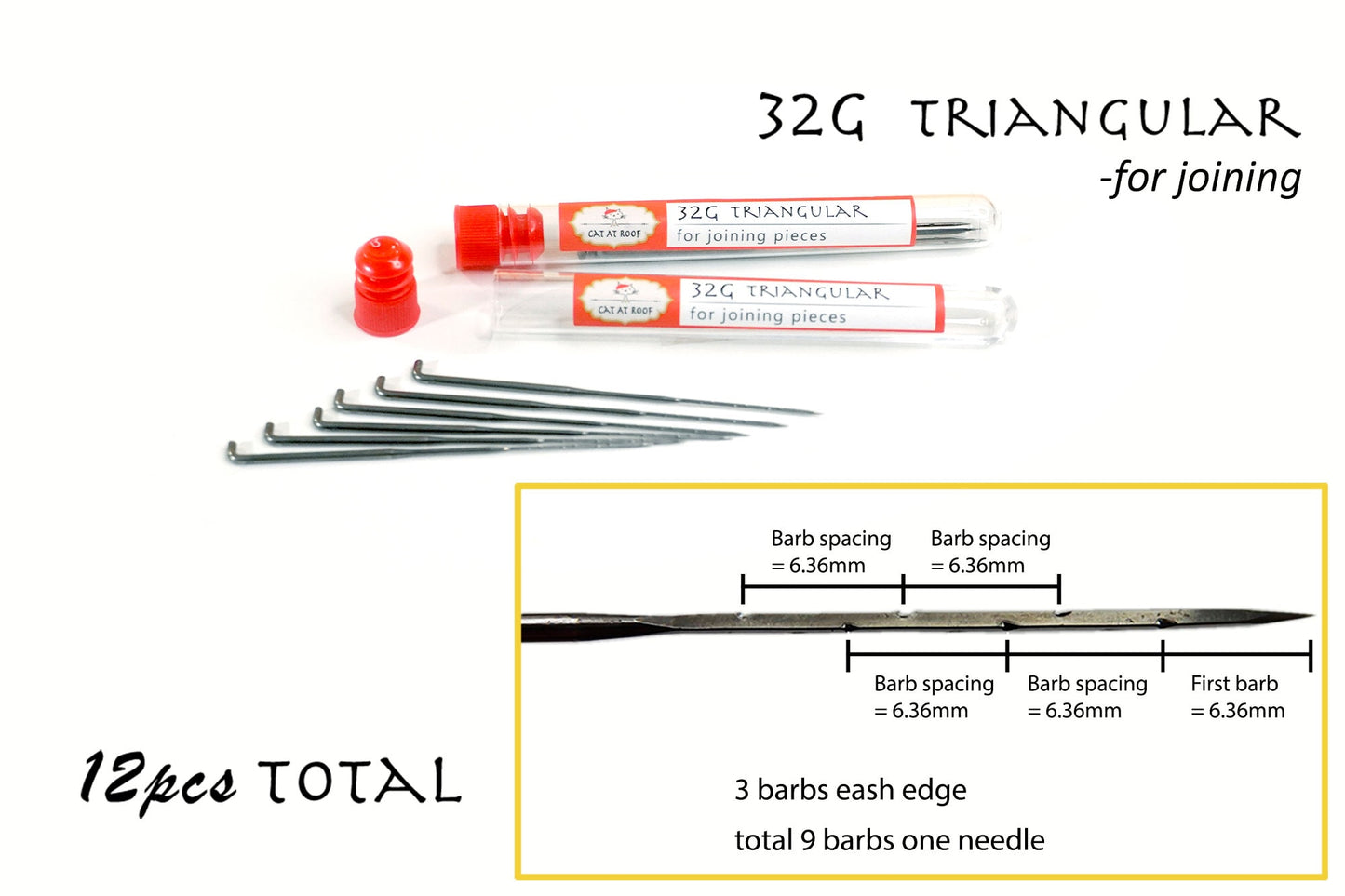 12pcs Triangular Felting Needles - pick your size